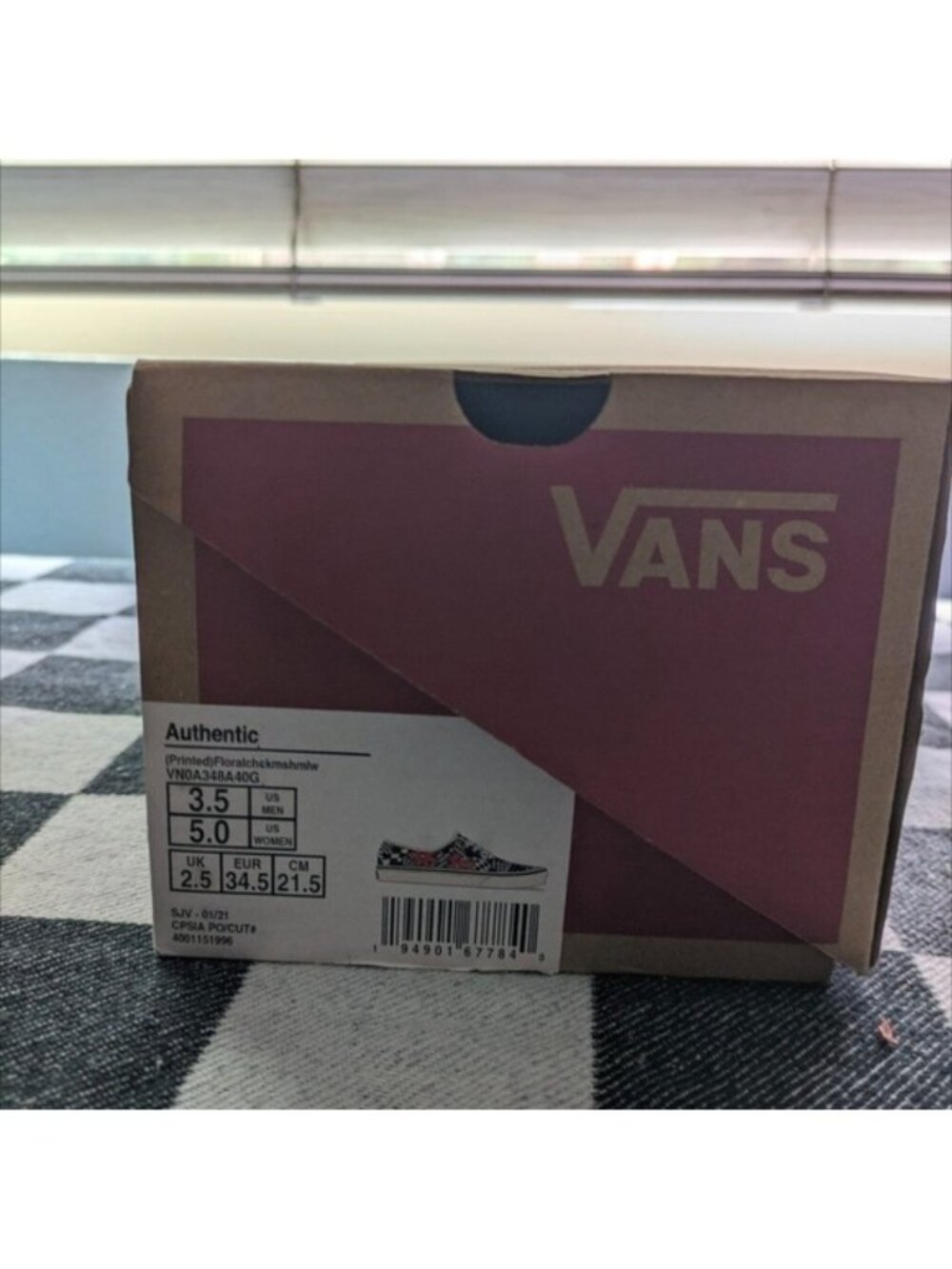 Vans Authentic Kid Youth 3.5 Printed Floral Check Marshmallow Classic 0926 - Picture 8 of 11